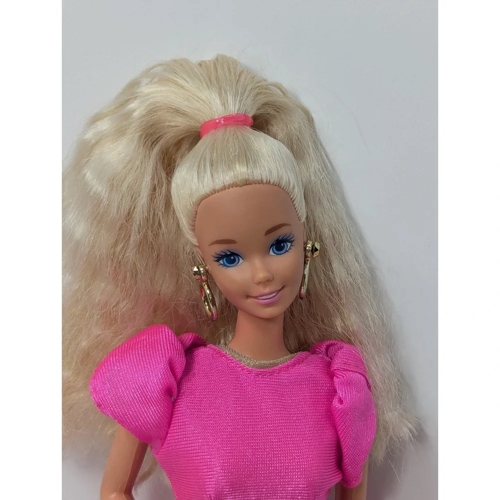 Mattel‎ blonde1994 Super Talk Barbie doll works earrings ring crimped hair